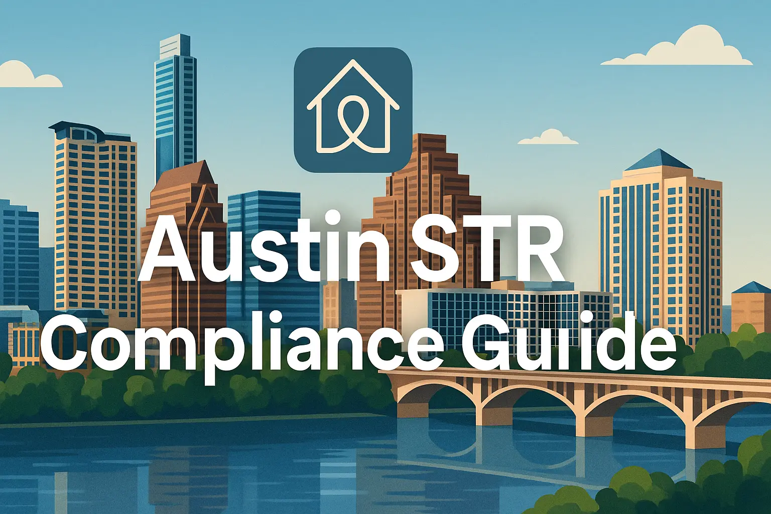 Complete guide to Austin STR licensing featuring a checklist and the Austin skyline.